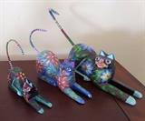 QUETO RAMIREZ OJEDA (Mexico)                                                   "Alebrijes--Cats"                                                                             Carved Copal Wood, Painted                                                         Oaxaca 2012                                                                                $75/set