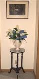 1 of 2 Marble Pedestals, Pottery & Silks