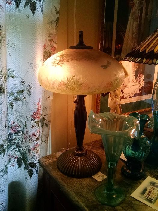 Fenton handpainted lamp