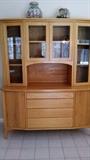 Hutch/cabinet; measurements: Base 60" L x 34" H x 20" D; Top: 58"L x 40" H x 13"D 