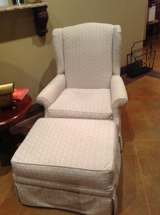 NEWLY RECOVERED CHAIR AND OTTOMAN