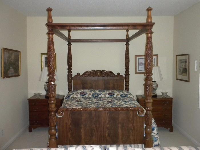Beautiful Carved Four Poster Bed and Dresser from 1910 (from the home of Elizabeth Quinlan) and Stickley Chests

