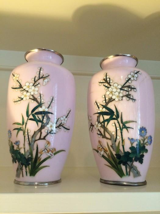 Pair of Japanese cloisonne vases