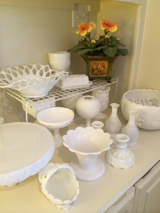 Selected milk glass pieces