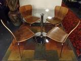 SET OF 4 BENTWOOD AND CHROME CHAIRS