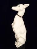 LARGE ITALIAN CERAMIC WHIPPET DOG SCULPTURE, 1970's, WHITE FINISH, MARKED MADE IN ITALY , EXCELLENT VINTAGE CONDITION, 2