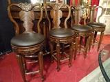 5 PC NEOCLASSICAL PULASKI BAR, 4 SWIVEL BARSTOOLS, LIGHTED CANOPY TOP, BRASS FOOTRAIL, BARSTOOLS HAVE SWIVEL SEATS