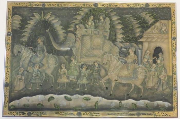 Vintage Batik Wall Tapestry India Scene