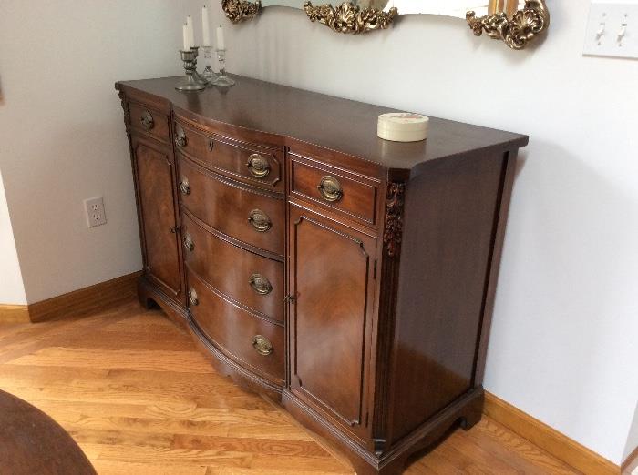 This is a matching buffet. Beautiful condition. 34 1/2" high, 18 1/2" deep, 52" wide.