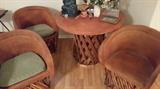 Wood and Leather Table and 4 chairs