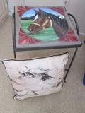 Tile topped table with horse