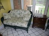 Wicker Love Seat and End Table