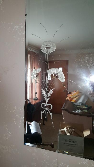 Floral Etching on Mirror
