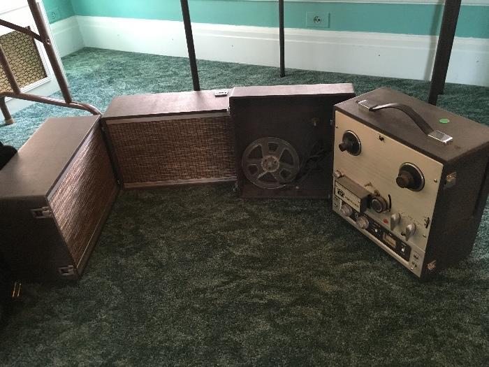 Antique radio and speakers