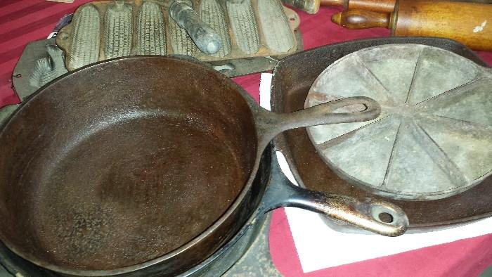 Large selection of cast iron. Wagner square skillet