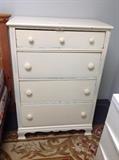 Vintage White Painted Wood Chest Of Four-Drawers