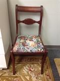 Mahogany Floral Upholstered Seat Side Chair