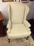 Beige Diamond Upholstered Wingback Chair