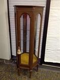 Maple Hexagon Lighted Curio Cabinet w/ Glass Shelves 