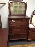 Vintage Mahogany Chest Of Six-Drawers w/ Mirror