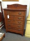 Antique Oak Chest of Five-Drawers