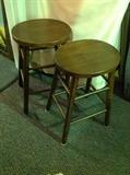 Dark Wood Oval Counter Stools PAIR