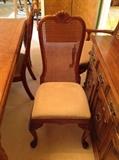 Oak Cane Back Upholstered Seat Dining Side Chair - Detail