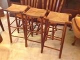 Maple Rush Seat Bar Stools - Set of 3