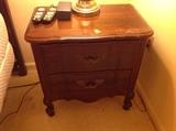 French Provincial Dark Wood Two-Drawer Nightstand - 1 of 2