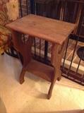 Country Pine Carved Hearts End Table