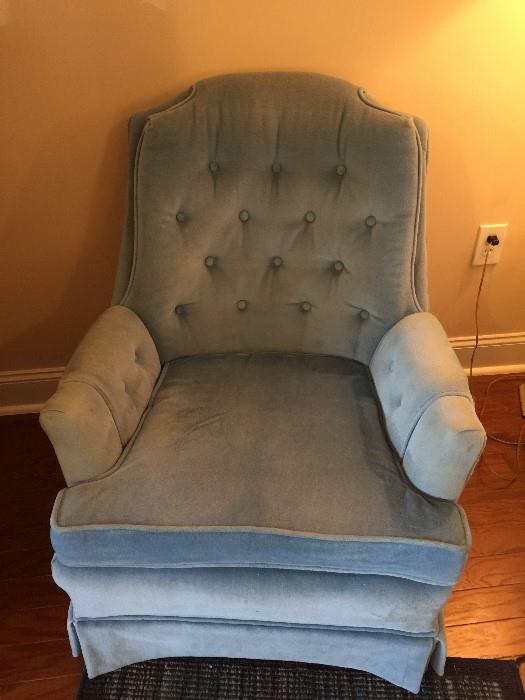 #18  Blue Button Back Carolina Chair   $75