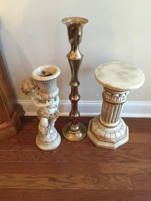 #49 Tall Brass Candle Holder $35
#50 Statue of Boy $45
#51 White/Cream Pedistal 19"Tall 45 — at Town Park Drive SW.