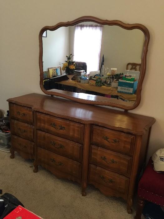 #35 Maple Dresser with Mirror $225 65wx18.5dx32 — at Town Park Drive SW.