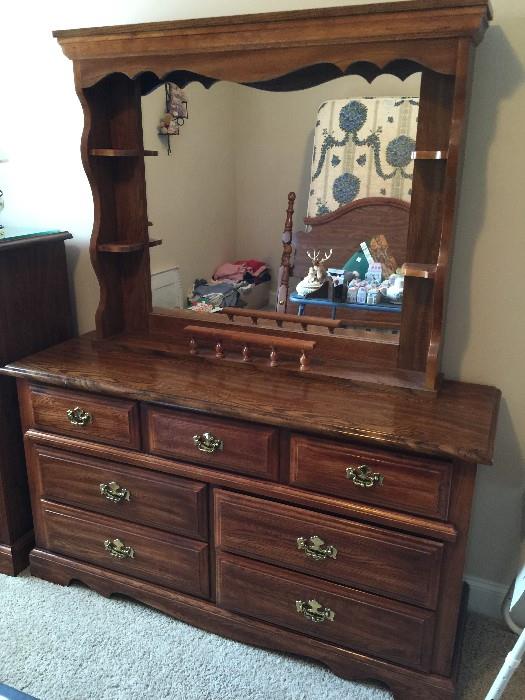 #38 Oak Dresser with Hutch $175 58wx72tx18d — at Town Park Drive SW.