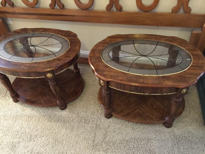 #29 (2) laminate with glass top end tables $45 each 