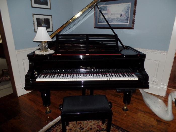 Feurich Leipzig  Grand Piano - 5'8" x 6'  Built 1908 High glass finish and Ivory is in perfect condition - Needs tuning.  **Piano is still available** 
