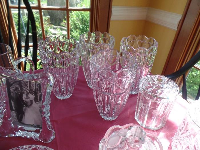 4 matching glass vases