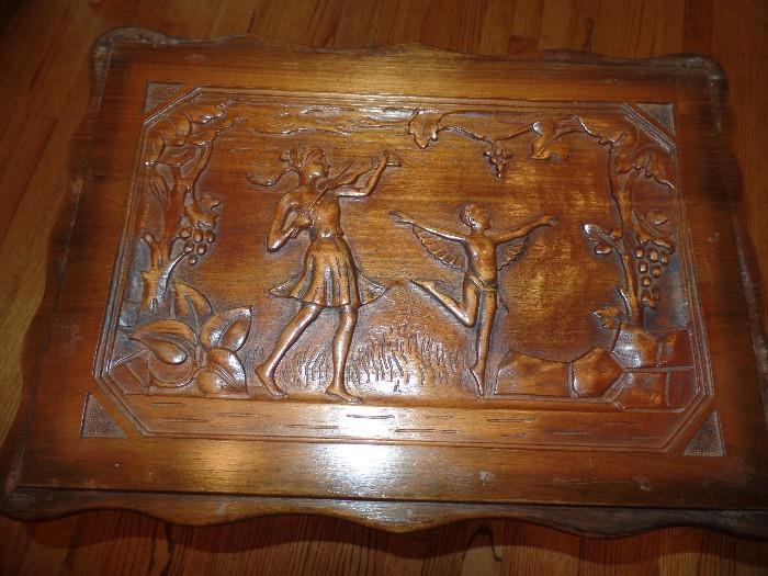 Small Carved table with butlers tray