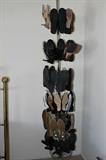 Shoes on shoe rack.