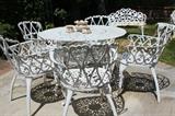6 piece white iron patio set.