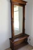Antique hall mirror and short base.