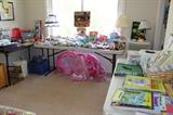 large Barbie play sets, dolls, teddies, puzzles, coloring books, bagged sets of Disney toys and childrens books.