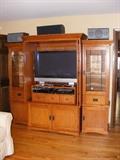 Interior of Oak Media Center. Will fit flat screen. (TV and electronic equipment NOT for sale.)