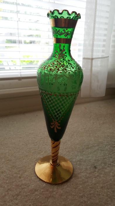 Vintage Italian Etched Glass Vase