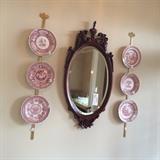 $46 Oval Wood Mirror Bevel 38" Tall $250