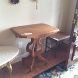 #62 Gold Base Marble Top Oval Coffee Table 45x22x19 $150
#64 Wood End Table Pedestal Base 31x21x30 $200
#31 Cain Seat Stool $30