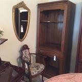 #48 Gold Mirror 17x37 $100
#34 French chair w/ Mother of Pearl Inlay $300
#7 Hammary Wood Bookcase 32x18x76 $175