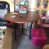 #69 Black Metal Base Wood Top Round Table $75