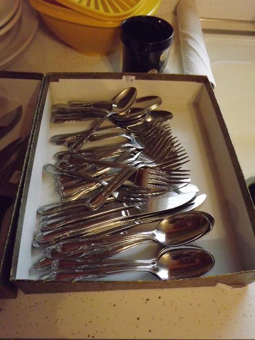 Set of stainless flatware