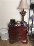 Side table/night stand, lamp, Seiko clock, air purifier